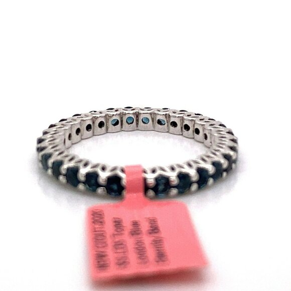 Sterling Silver & London Topaz Size 9 Eternity Band Ring! 42 - Picture 5 of 6